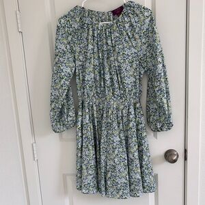 J. Crew Kids Floral Dress in Blue and Green